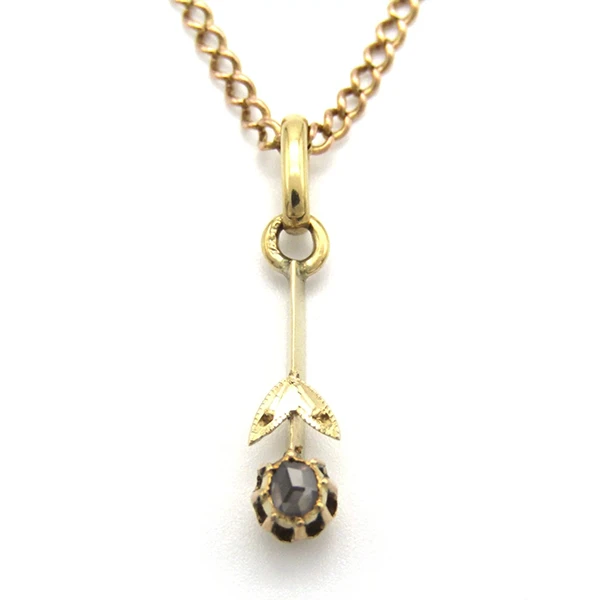 Antique 14K gold diamond lavaliere pendant Netherlands c.1910.webp