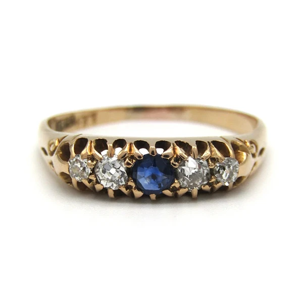 Edwardian 18K gold sapphire and diamond ring c.1905.webp