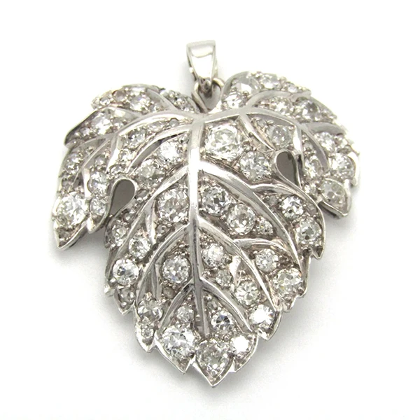 Victorian platinum and diamond grape leaf pendant c.1850s.webp