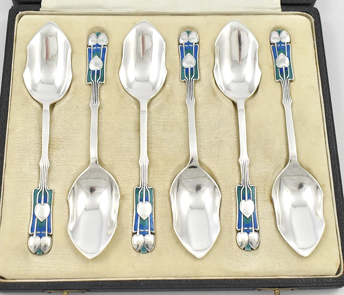 set of six silver and enamel 02